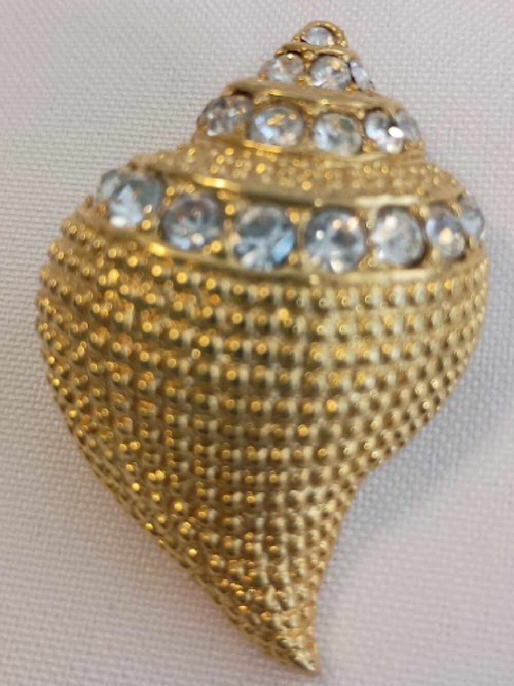 Vintage Kenneth Jay Lane, KJK, Conch Shell Brooch or Pendant with Clear Crystals
